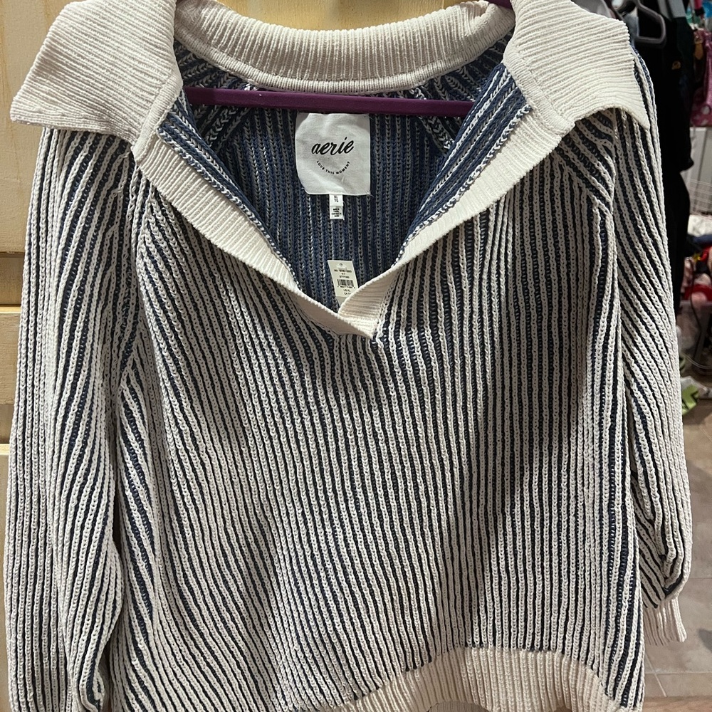 Aerie Chenille Polo Sweater NWTS